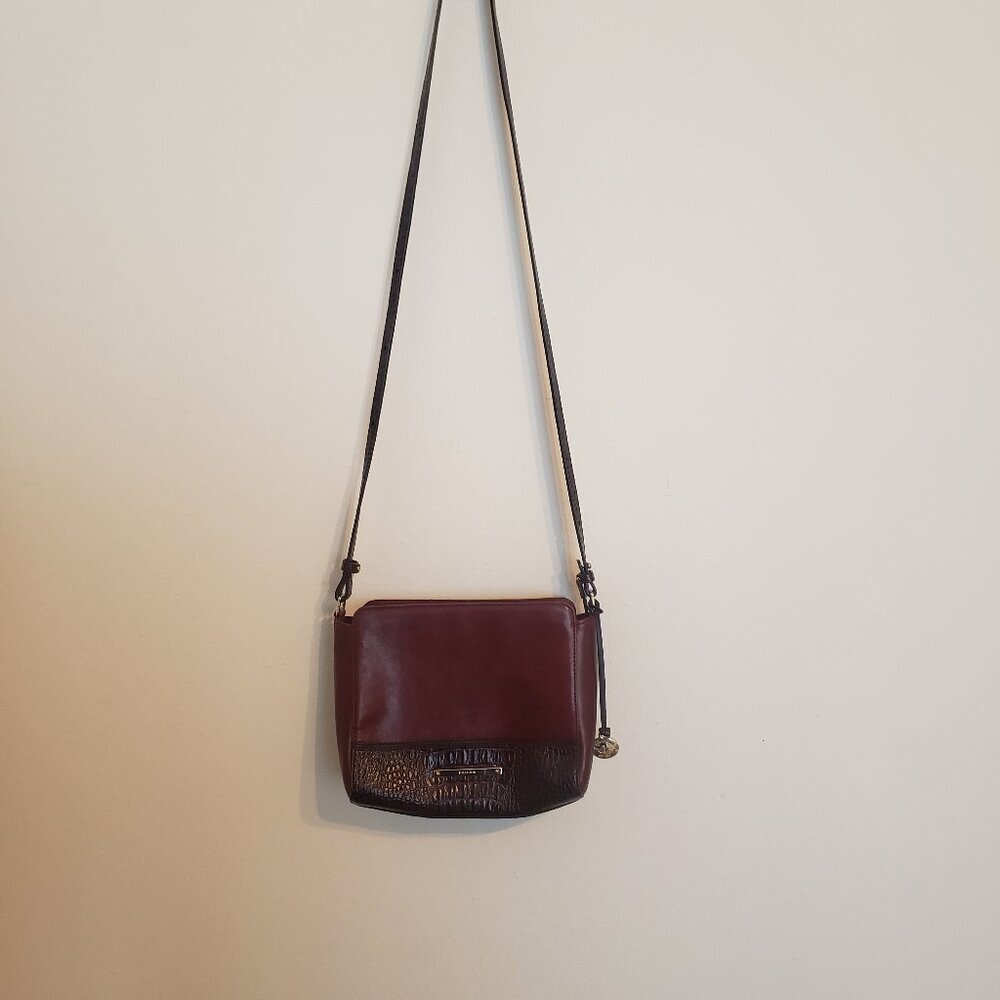 Brahmin Malbec Autumn Tuscan Leather Burgundy Carrie Crossbody Bag